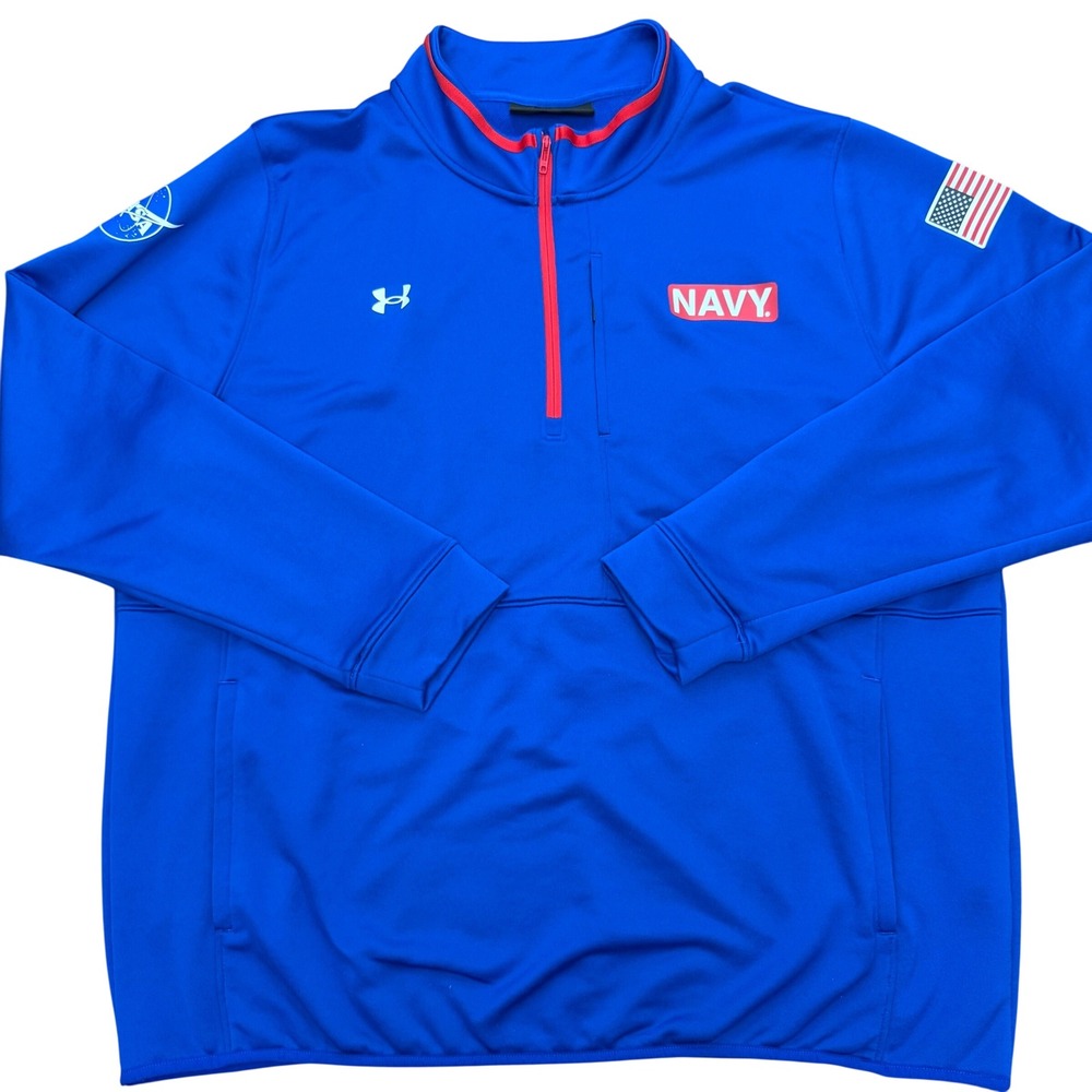 Under Armour Quarter-Zip Pullover Mens 3XL Blue Navy Midshipmen 2022 NASA USA